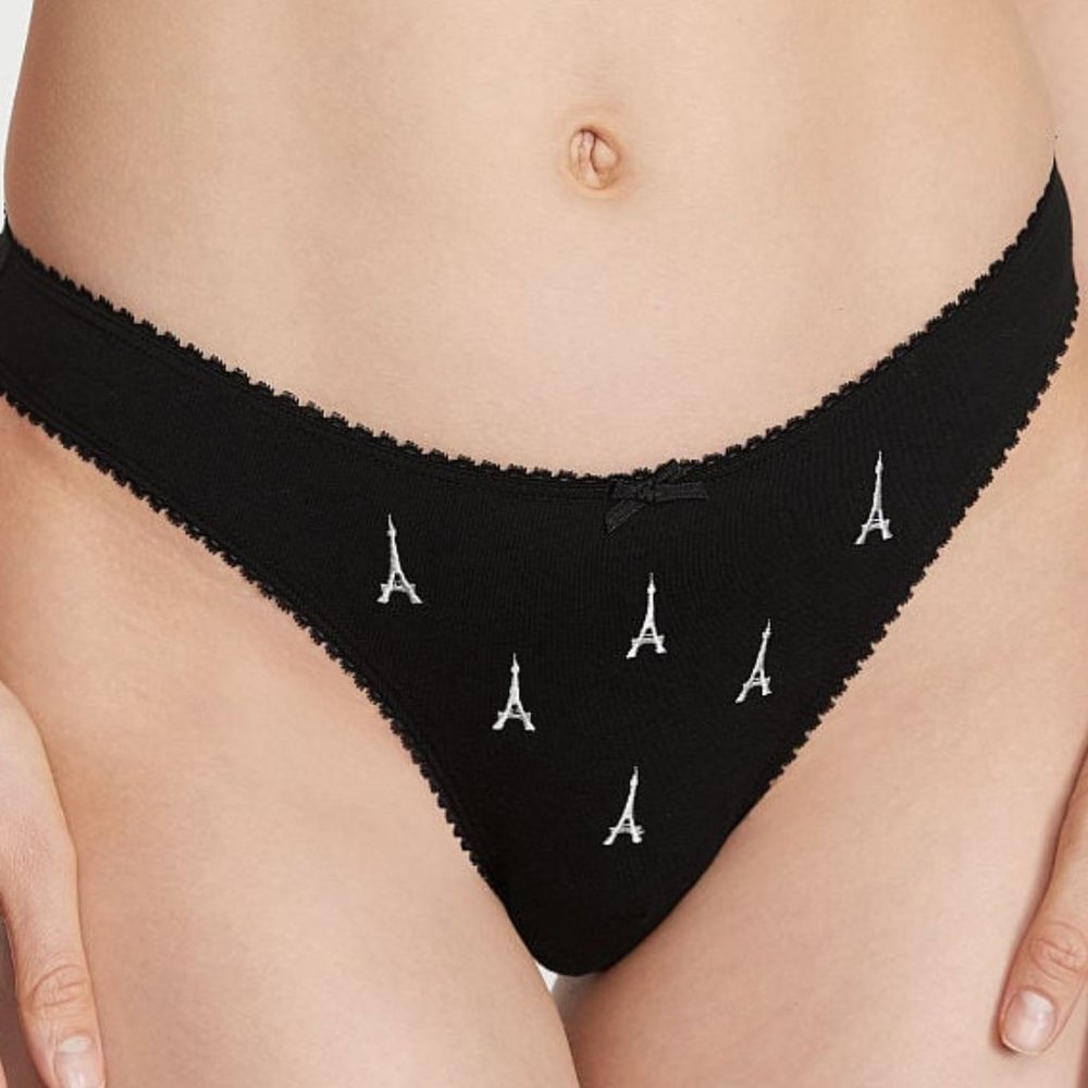 Paris Fans: VS Stretch Cotton High-Leg Thong Panty W/ Eiffel Tower NWT